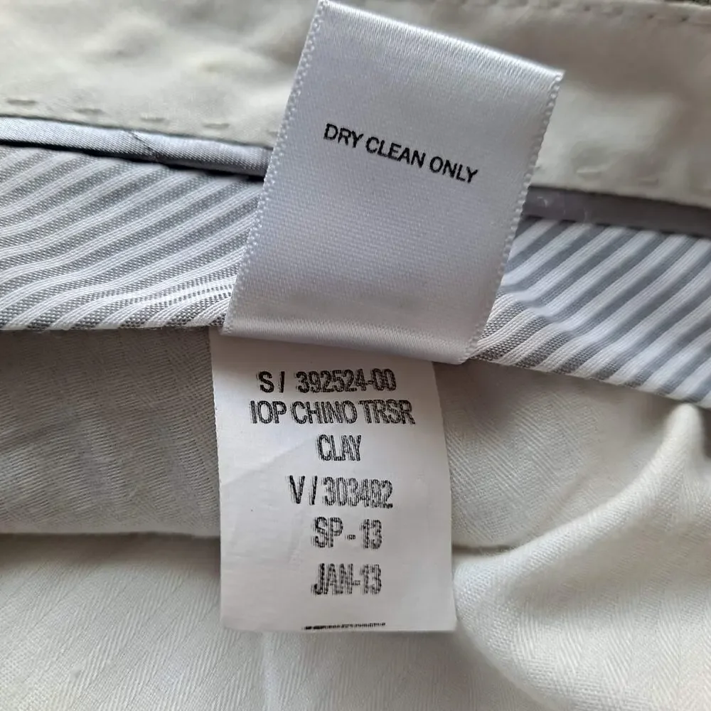 Banana Republic Tailored Linen Blend Trousers Dress Pants Khaki Mens Size 36x32